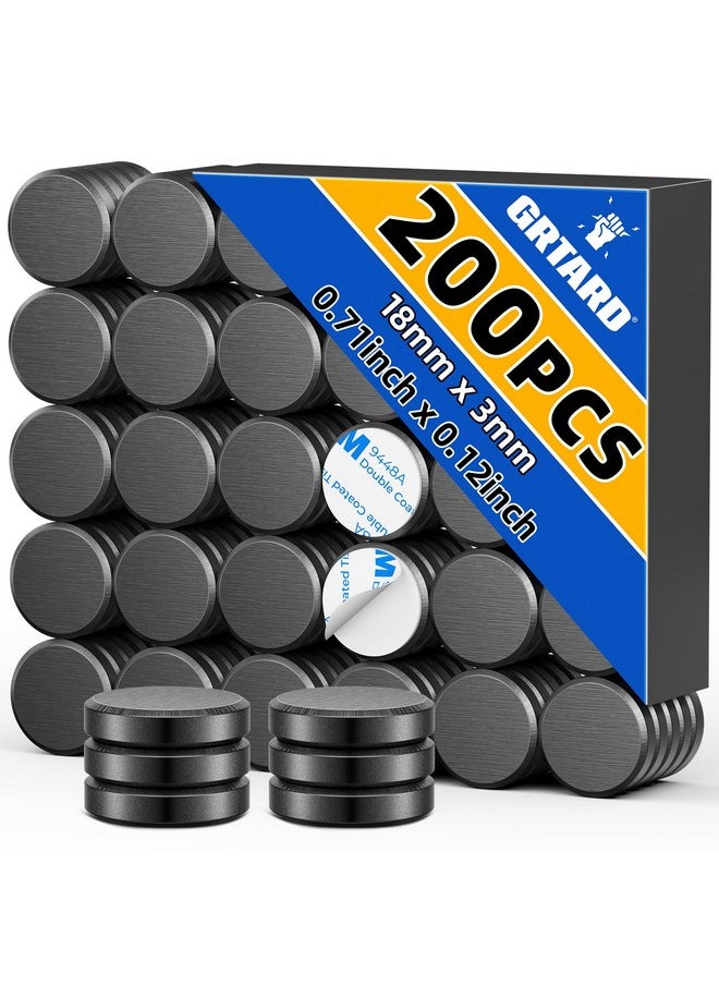 Grtard - Grtard 200 PCS Ceramic Magnets for Crafts, Small Round Disc Crafts Magnets with Adhesive Backing, Flat Circle Magnets for Crafts, DIY, Science, Hobbies, Project(18x3mm) - Image 1