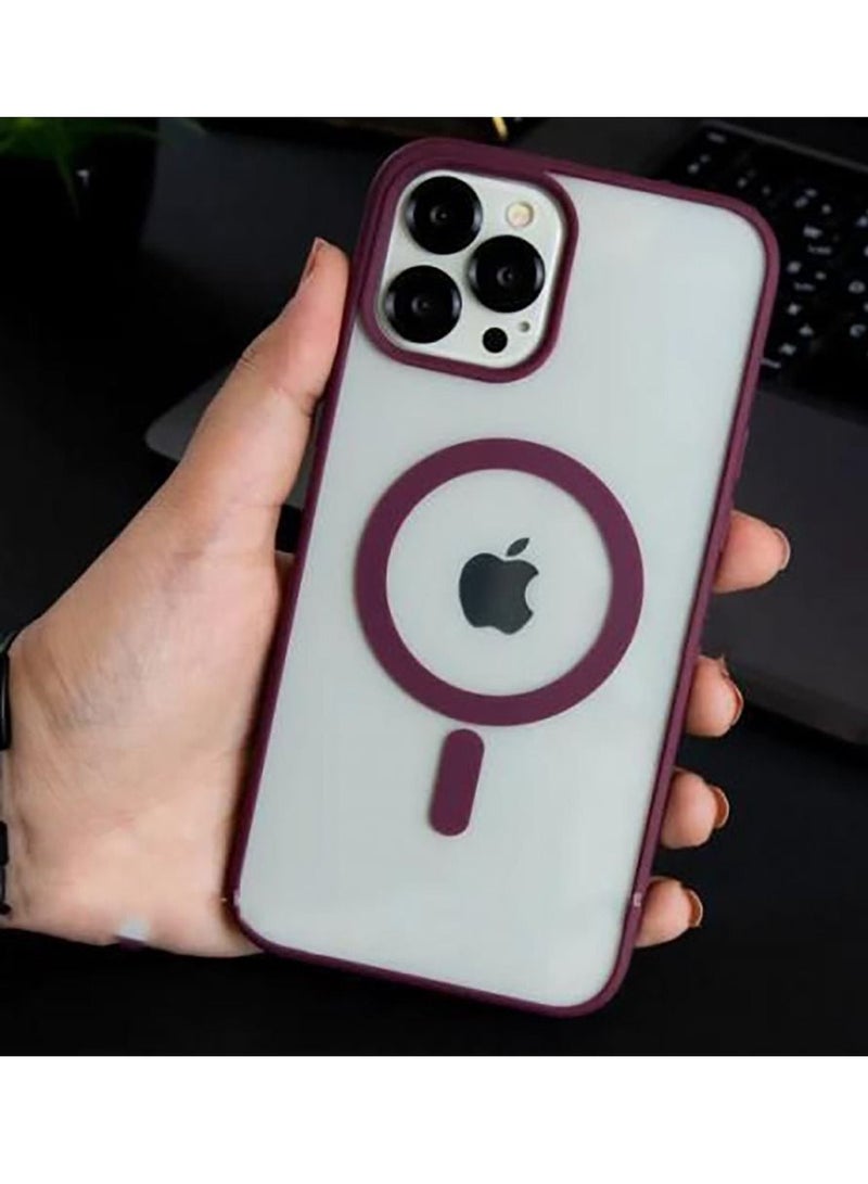 IPhone 13 Pro (6.1 Inch) MagSafe Case With Colored Sides - Clear / Wine Red 