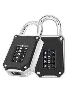 Code Padlock for Gym Locker, 4 Digit Combination Lock, Heavy Duty Number Padlocks with Big White Numbers and Reset Protection Cover, for School Lockers, Toolbox, Cupboard, etc. ( 2 Pack)