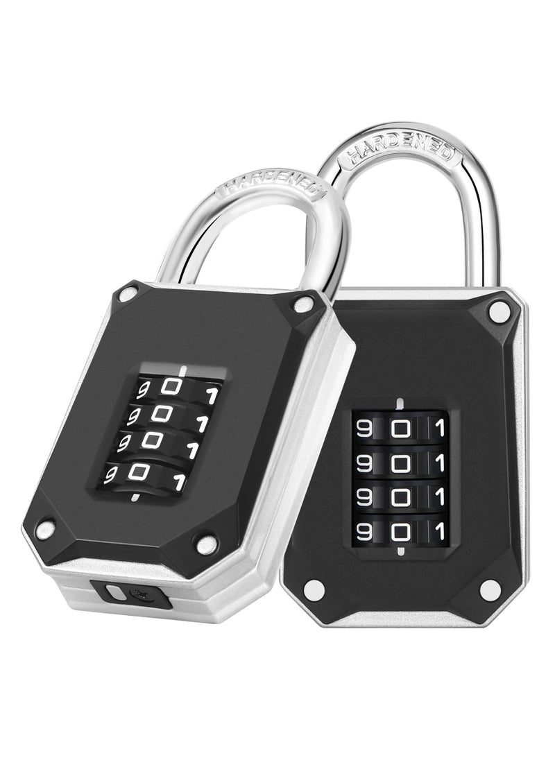 Generic - Code Padlock for Gym Locker, 4 Digit Combination Lock, Heavy Duty Number Padlocks with Big White Numbers and Reset Protection Cover, for School Lockers, Toolbox, Cupboard, etc. ( 2 Pack) - Image 1