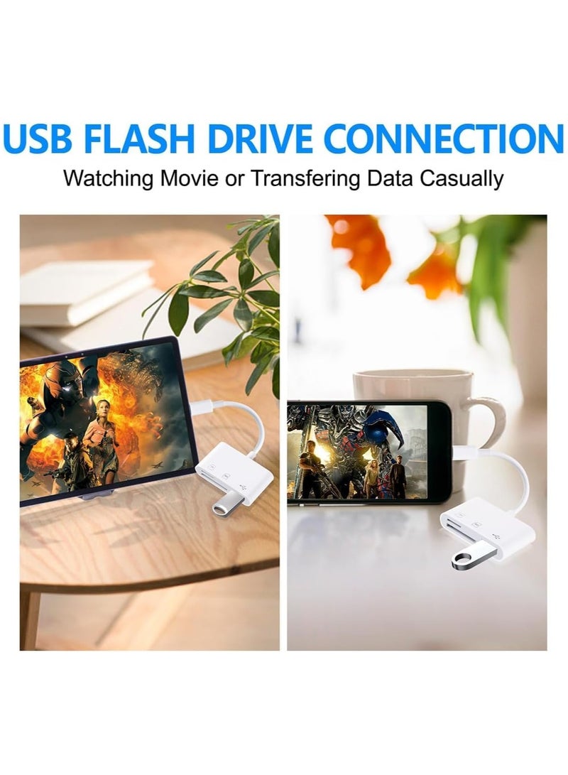 فلوينغ قارئ بطاقة USB C 3 في 1 متعدد الوظائف، قارئ بطاقة Type-C لجهاز USB C، محول بطاقة TF يدعم القراءة والكتابة المزدوجة (أبيض 3.0) - Image 4