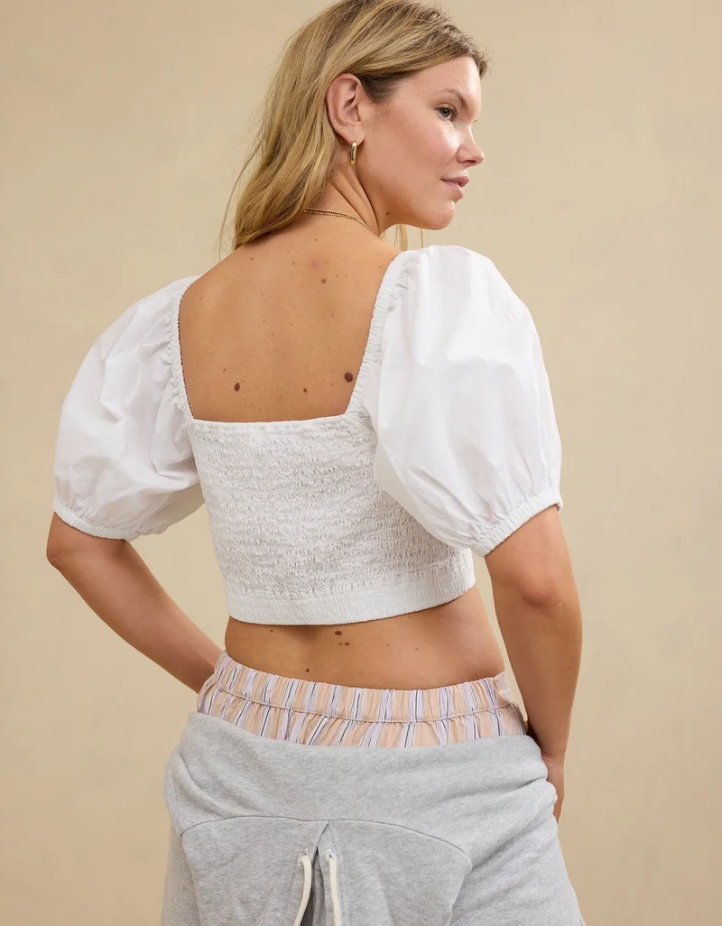 Aerie  Aerie Puff Sleeve Square Neck Top for Women | Best Price UAE
