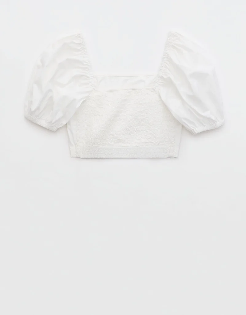 Aerie  Aerie Puff Sleeve Square Neck Top for Women | Best Price UAE