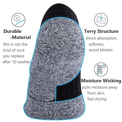 CWVLC No Show Sports Compression Socks 4-pairs, Low Cut Anti-Blister Hiking Running Workout Ankle Socks, Short Cushioned Moisture Wicking No Slip Arch Support Plantar Fasciitis, Black, Medium - Image 4