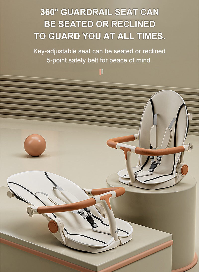 MaBaby Children's Tricycle, 4-in-1 Kids Folding Tricycle with Adjustable Push Handle, Removable Canopy, Safety Harness for 6-60 months Toddler Boys and Girls(White) - Image 5