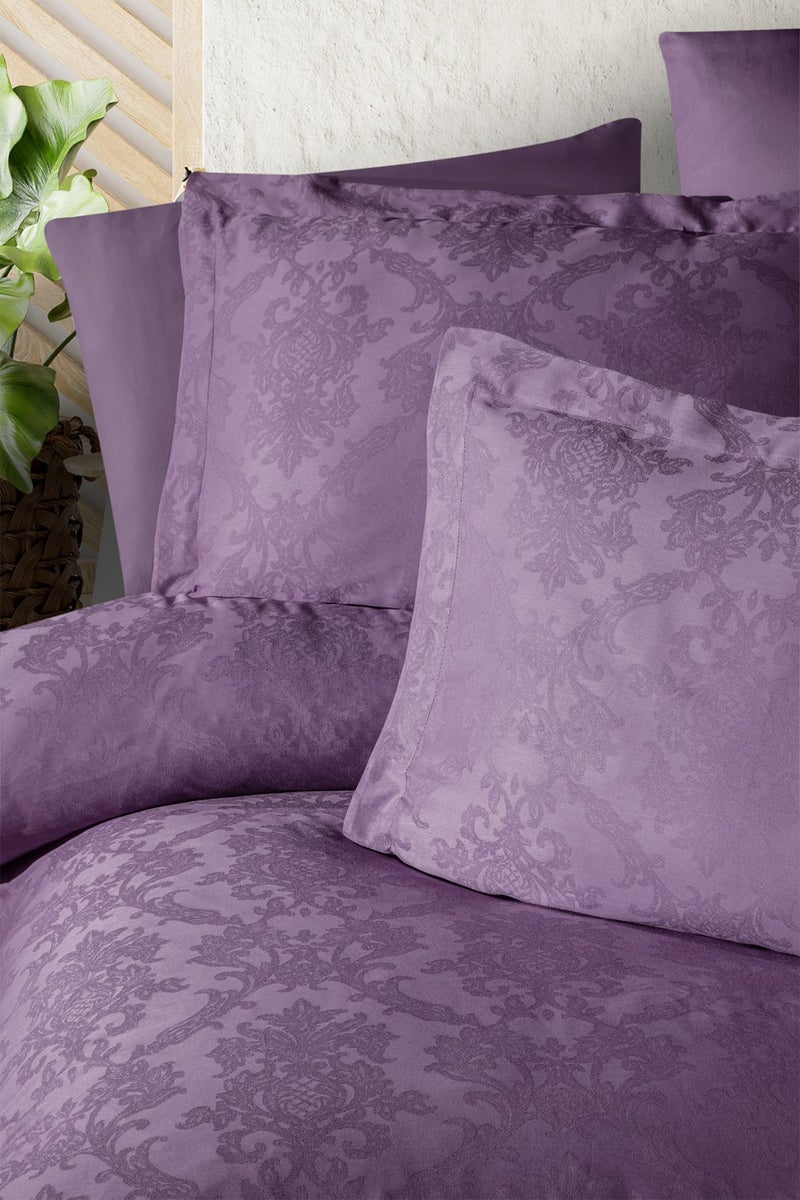 pierre cardin Jacquard Satin Duvet Cover Set Double Bianca Plum  - Image 2