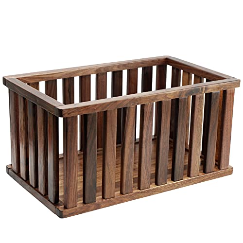 MAGIGO Extra Large Rectangular Solid Walnut Storage Basket, Natural Wood Storage Bins for Organizing, Wooden and Decorative for Organizing at Home 20 x 10 x 10 inches - Image 1