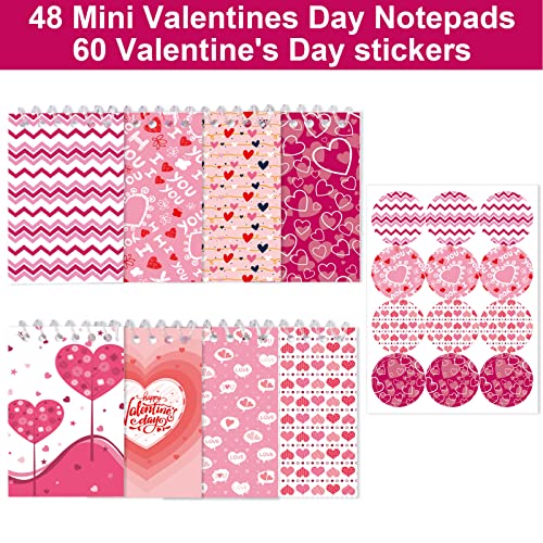 Fancy Land 48 Mini Valentines Day Notepads Spiral Notepads with Stickers Valentine Spiral Notebooks for Kids School Classroom Gift Exchange Valentines Day Party Favors - Image 4