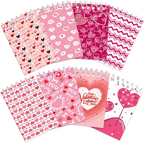 Fancy Land 48 Mini Valentines Day Notepads Spiral Notepads with Stickers Valentine Spiral Notebooks for Kids School Classroom Gift Exchange Valentines Day Party Favors - Image 2