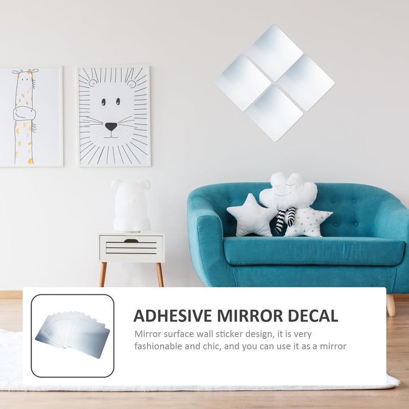 Acrylic Mirror Wall Stickers Adhesive Wall Decoration 12pcs Rounded Corners DIY and Tiles Removable Chic Home Decor - Image 4