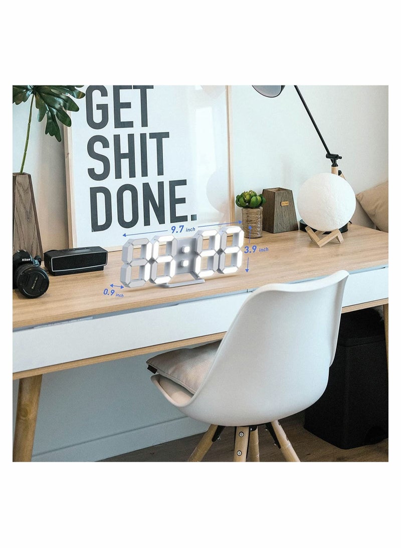 Captaintech 3D Digital Alarm Clock, Modern Design LED Wall / Desk Clocks 12/24H Time /Date/ Temperature Display, Nightlight /Brightness Adjustable/White Light for Kitchen/Office/Living Room/Classroom/Metting Roo - Image 2