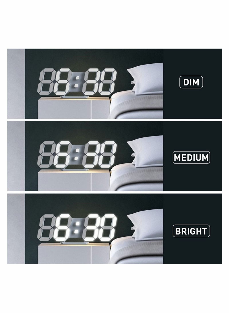 Captaintech 3D Digital Alarm Clock, Modern Design LED Wall / Desk Clocks 12/24H Time /Date/ Temperature Display, Nightlight /Brightness Adjustable/White Light for Kitchen/Office/Living Room/Classroom/Metting Roo - Image 3