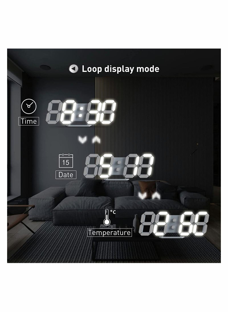 Captaintech 3D Digital Alarm Clock, Modern Design LED Wall / Desk Clocks 12/24H Time /Date/ Temperature Display, Nightlight /Brightness Adjustable/White Light for Kitchen/Office/Living Room/Classroom/Metting Roo - Image 4