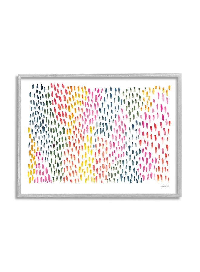 Stupell Industries Abstract Splotch Marks Pink Yellow Green Pattern, Designed by Danhui NAI Gray Framed Wall Art, 14 x 11, Multi-Color - Image 1