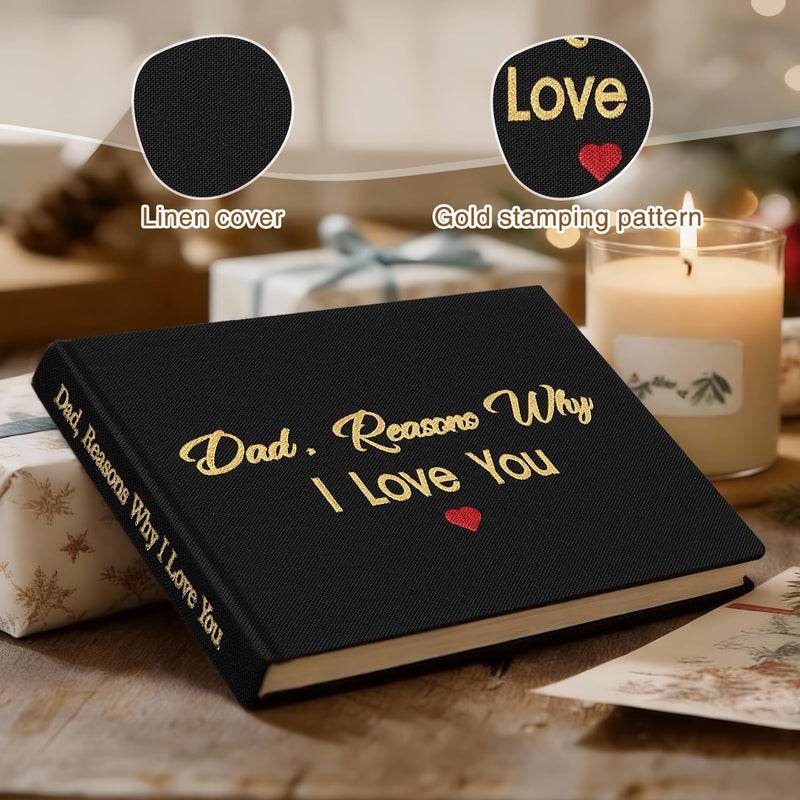 آرت ماج : ما أحبه في أبي – كتاب قابل للملء بالنصوص، يحتوي على ملاحظات حب لعيد ميلاد الأب وعيد الأب وهدايا عيد الميلاد، يمكن استخدامه أيضًا كملء للجوارب للأب (لون أسود). - Image 4