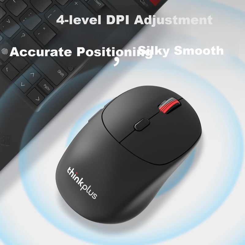 ThinkPlus Lenovo Wireless Mouse, Quiet Mouse, Ergonomic Design, Office Mouse, Classic Red Dot, Portable Mouse, Laptop Mouse, Computer Mouse, WL300 Black - Image 2