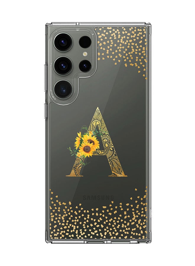 Stylizedd Classic Clear Case for Samsung Galaxy S24 Ultra , Hybrid Soft Transparent Cover Custom Monogram Initial Letter Floral Pattern Alphabet - A (Clear)