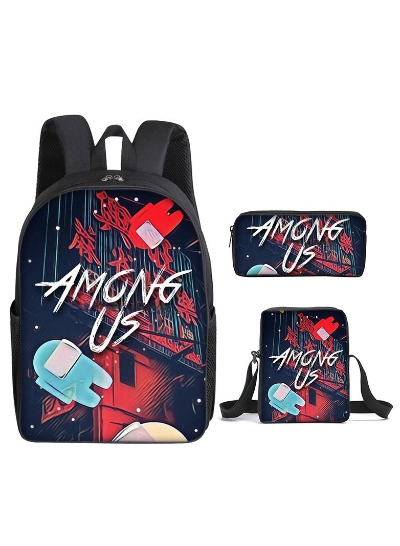 Y&D 3-Piece Among us 3D Print Insulated Lunch Backpack Set Multicolour