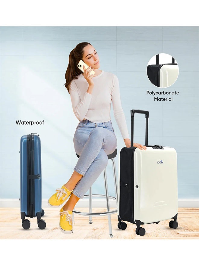 iCruze Foldable Cabin Trolley Bag – 38L, 8 Wheels, Polycarbonate Hard Shell, Number Lock, White, Unisex  - Image 5