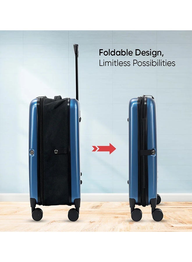 iCruze Foldable Cabin Trolley Bag – 38L, 8 Wheels, Polycarbonate Hard Shell, Number Lock, White, Unisex  - Image 4