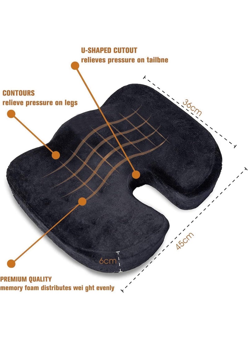 وسادة مقعد مريحة من ميموري فوم - لتخفيف آلام العصعص وعرق النسا - غير قابلة للانزلاق لكرسي المكتب والسيارة - Image 2