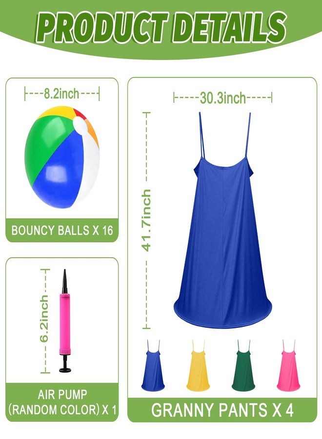 ROMANKAS Granny Pants Game, Granny Pants Yard Game Set with 16 Bouncy Balls and 1 Air Pump (Random Colors) 4PCS Granny Pants Outdoor Game for Adults and Family Reunion Team Game Party - Image 3