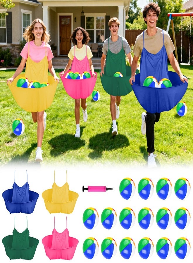 ROMANKAS Granny Pants Game, Granny Pants Yard Game Set with 16 Bouncy Balls and 1 Air Pump (Random Colors) 4PCS Granny Pants Outdoor Game for Adults and Family Reunion Team Game Party - Image 1