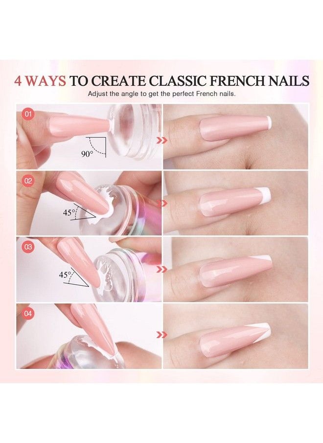 Saviland French Tip Nail Stamp  14Pcs Gold Radium Jelly Stamper Nail Art Stamper Kit Long & Short Clear Silicone Nail Stamping With Scrapers Nail Stamp For French Manicure  - Image 4