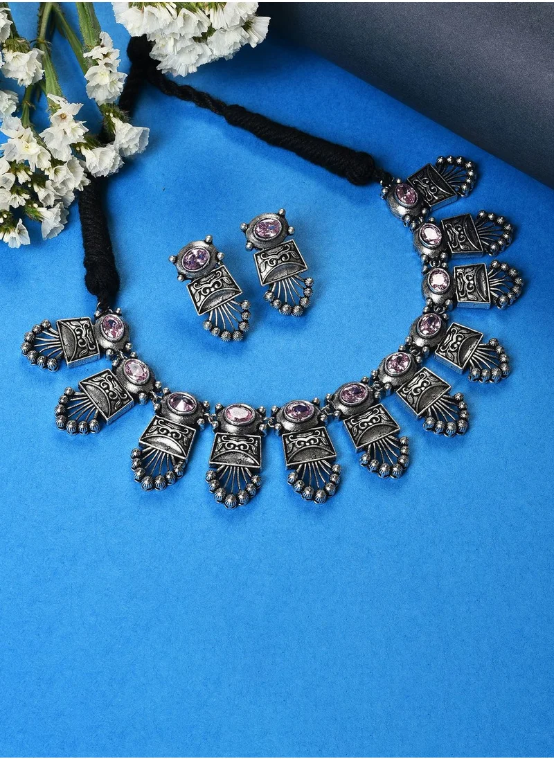 SOHI Silver Plated Designer Choker Necklace