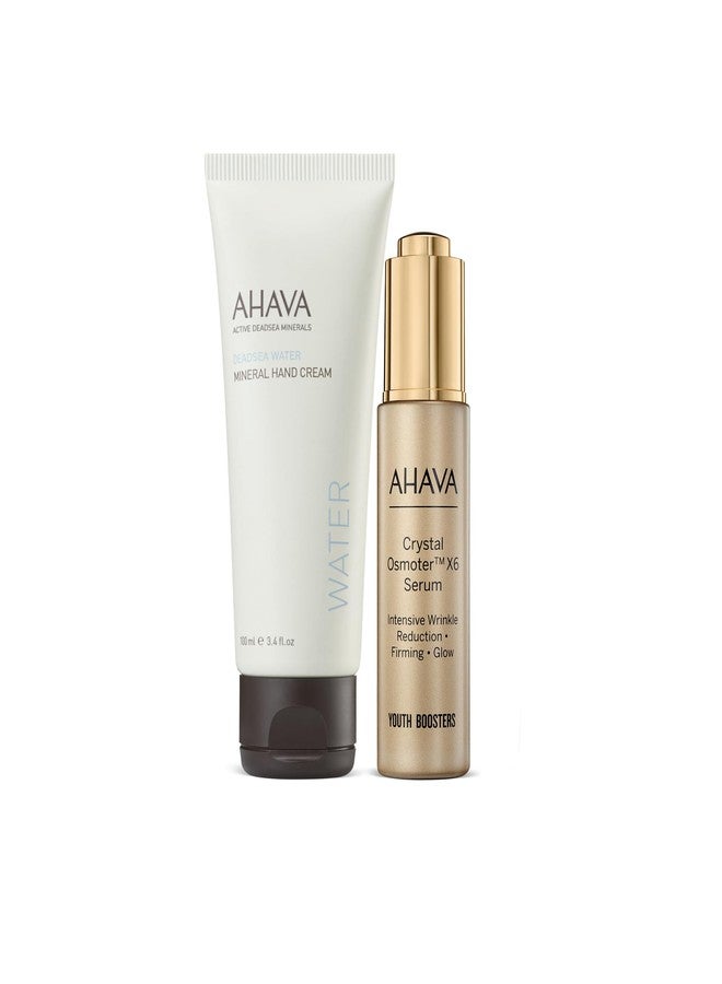 AHAVA Working Hands & Anti-Wrinkles Set - Includes Hand Cream 3.4 Fl.Oz against dry, cracked hands & Crystal Osmoter X6 Serum 1 Fl.Oz to provide radiance & treatment against wrinkles & fine lines - Image 1