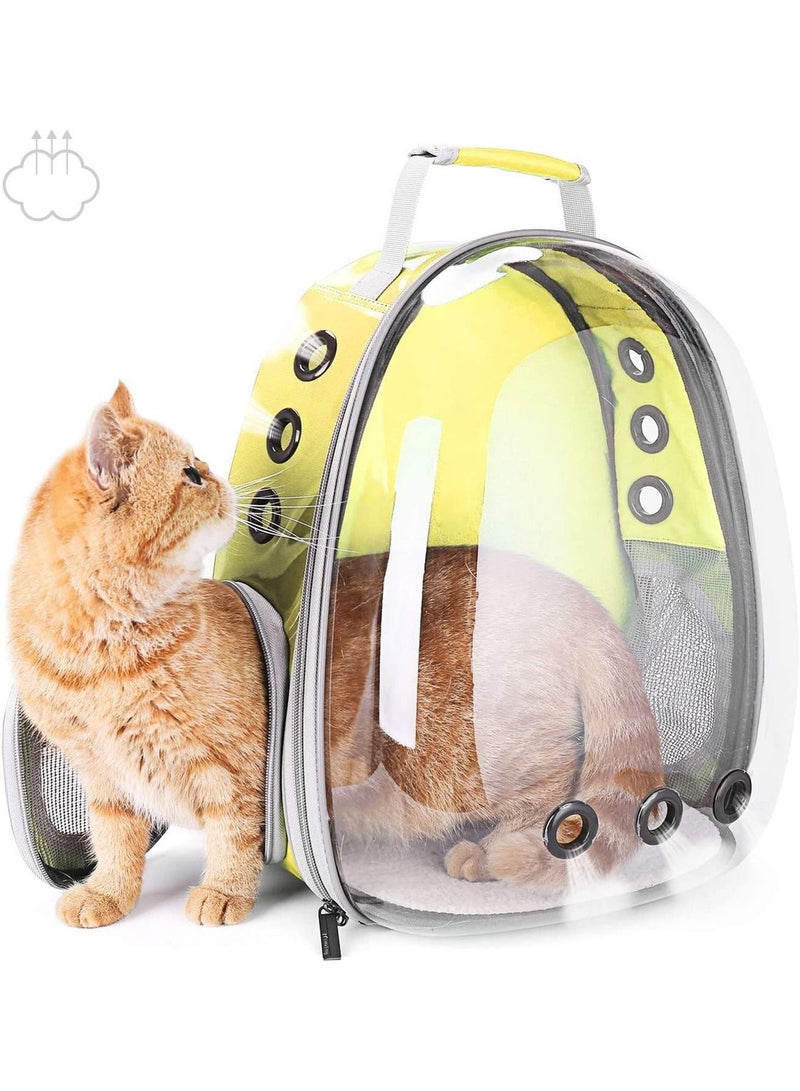 GT-Wheel Pet Carrier Backpack, Space Capsule Transparent Pet Carrier Bubble Backpack Carrier, Airline-Approved, Designed for Travel, Hiking, Walking & Outdoor Use (Yellow)  - Image 2
