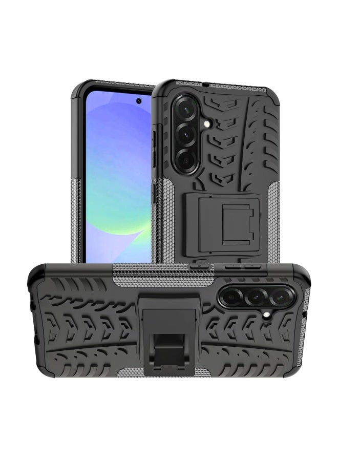 جراب حمايه مقاوم للصدمات مزود بستاند متوافق مع  Samsung Galaxy A36 (أسود) - Image 1