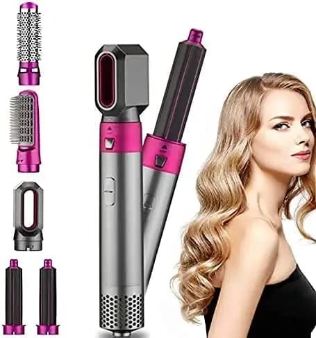 KGDA Hot Air Brush 5 in 1 Multifunctional Hair Dryer Volumizer Hair Straightener Rotating Hair Brush Styler Comb Styling Curling Iron Hot Air Style - Image 1