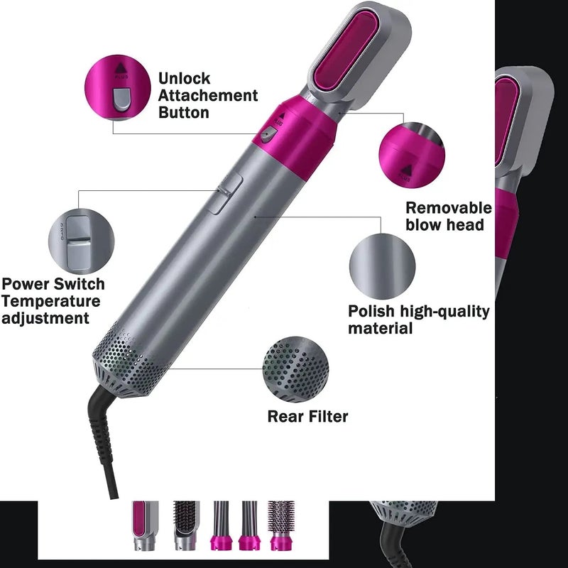KGDA Hot Air Brush 5 in 1 Multifunctional Hair Dryer Volumizer Hair Straightener Rotating Hair Brush Styler Comb Styling Curling Iron Hot Air Style - Image 3