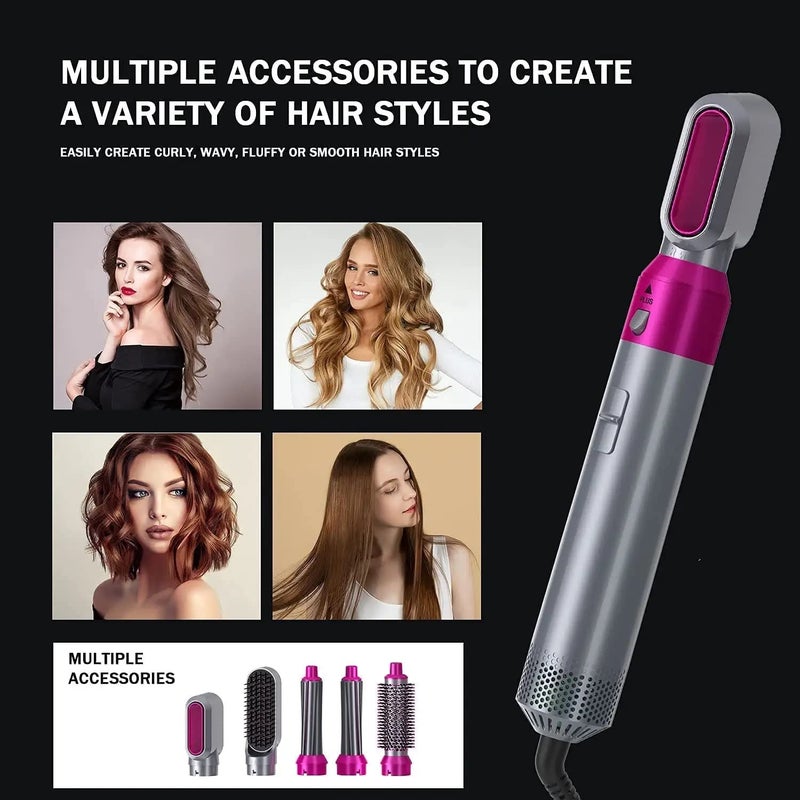 KGDA Hot Air Brush 5 in 1 Multifunctional Hair Dryer Volumizer Hair Straightener Rotating Hair Brush Styler Comb Styling Curling Iron Hot Air Style - Image 2