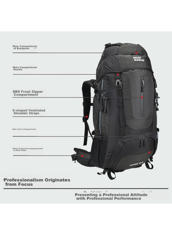 Alpint Mountain 65l Large Capacity Hiking Backpack, Men's And Women's Travel Bag, Professional Outdoor Trekking Backpack - Image 3