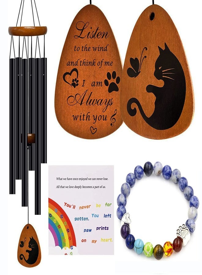 SHOW-YA Cat Memorial Wind Chimes & Bracelet, Sympathy Gifts for Cat Lovers, 28 inches - Image 1