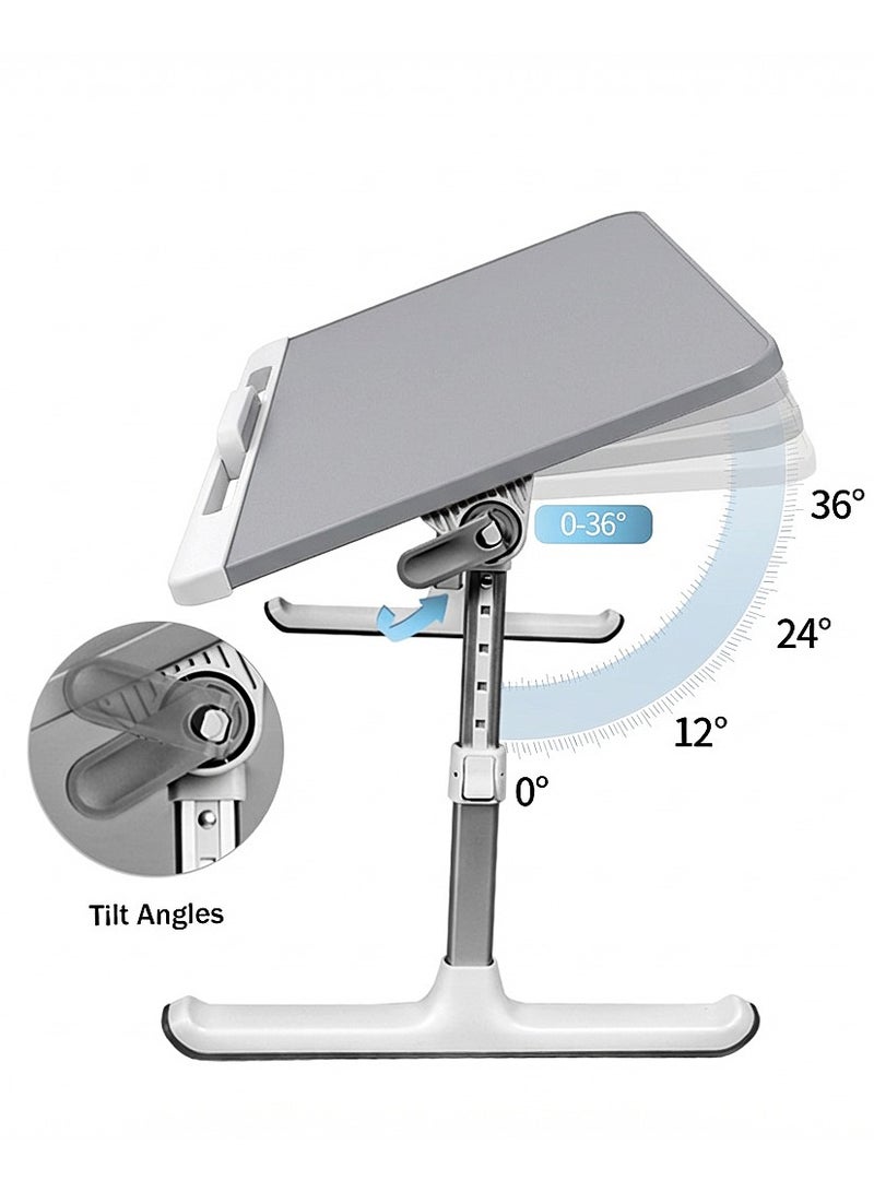 Foldable laptop table - adjustable height and tilt angle, 60*40 cm surface, with non-slip feet, suitable for (work, study, eating) and stores with a touch - Image 3