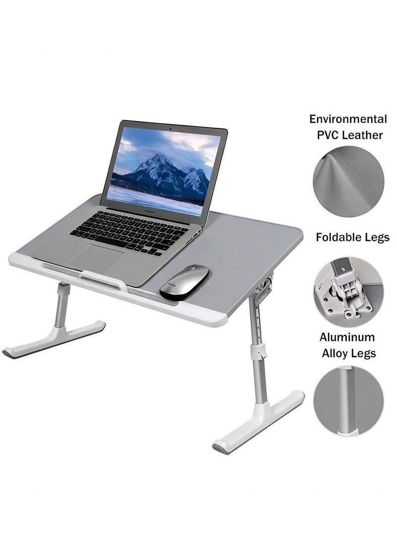 Foldable laptop table - adjustable height and tilt angle, 60*40 cm surface, with non-slip feet, suitable for (work, study, eating) and stores with a touch - Image 2