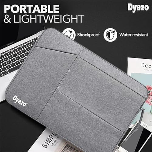 Dyazo 15-15.6 Inch Laptop Sleeve with Charger Pouch | Three Pocket Water Resistant Sleeve Case | Compatible for MacBook, HP, Dell, Acer, Asus, Microsoft, Samsung and Other Notebooks (Grey) - Image 3