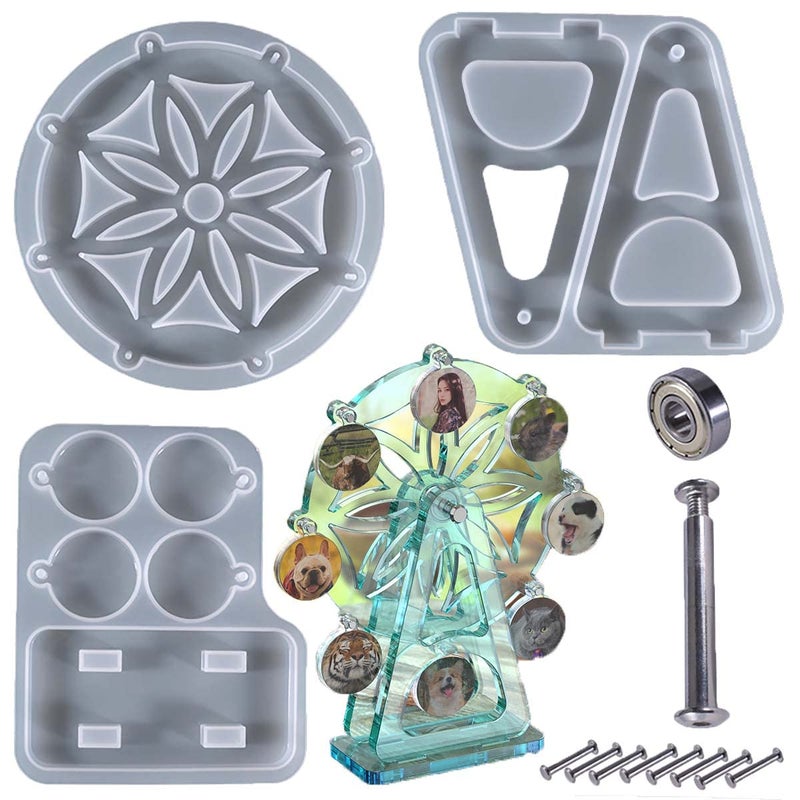 ESEDAGE Ferris Wheel Resin Mold Set - Silicone Mold for Resin, Cake Decorating, Coasters, Desktop Decoration - Image 1