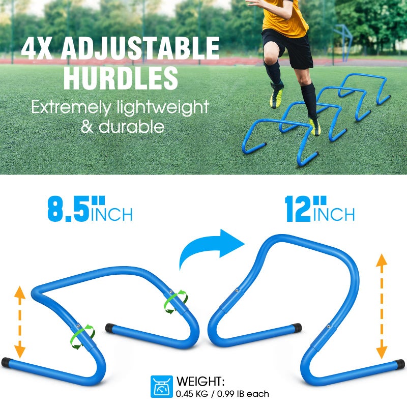 X-UMEUS Agility Ladder Speed Training Equipment Set: 20ft Agility Ladder,12 Soccer Cones,4 Adjustable Hurdles, Jump Rope, Running Parachute| Basketball Football Soccer Training Equipment for Kids Youth Adults - Image 5