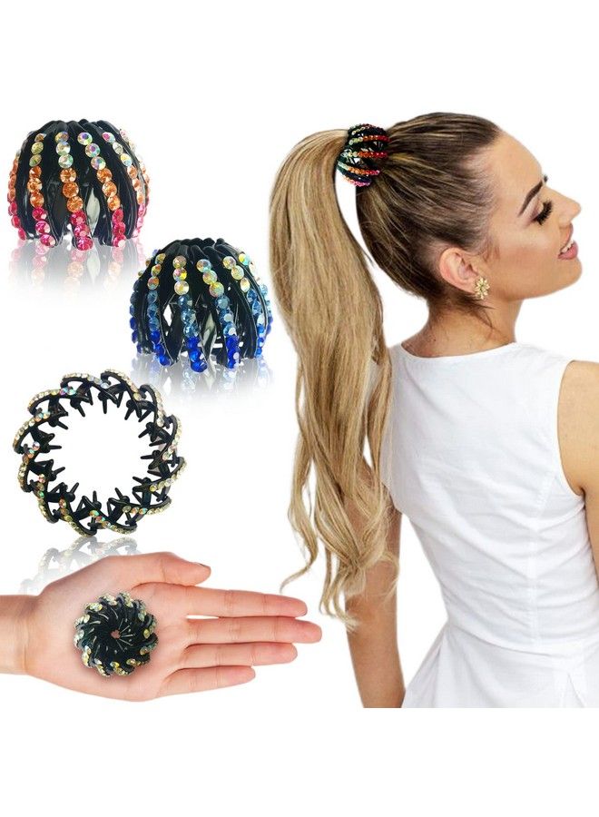 Sanas Bird Nest Hair Accessories Hair Bun Maker Ponytail Birds Nest Hair Clip Stone Hair Clips Juda Hair Bun Ponytail Holder Hair Tie Bun For Women (Pack Of 3) - Image 2
