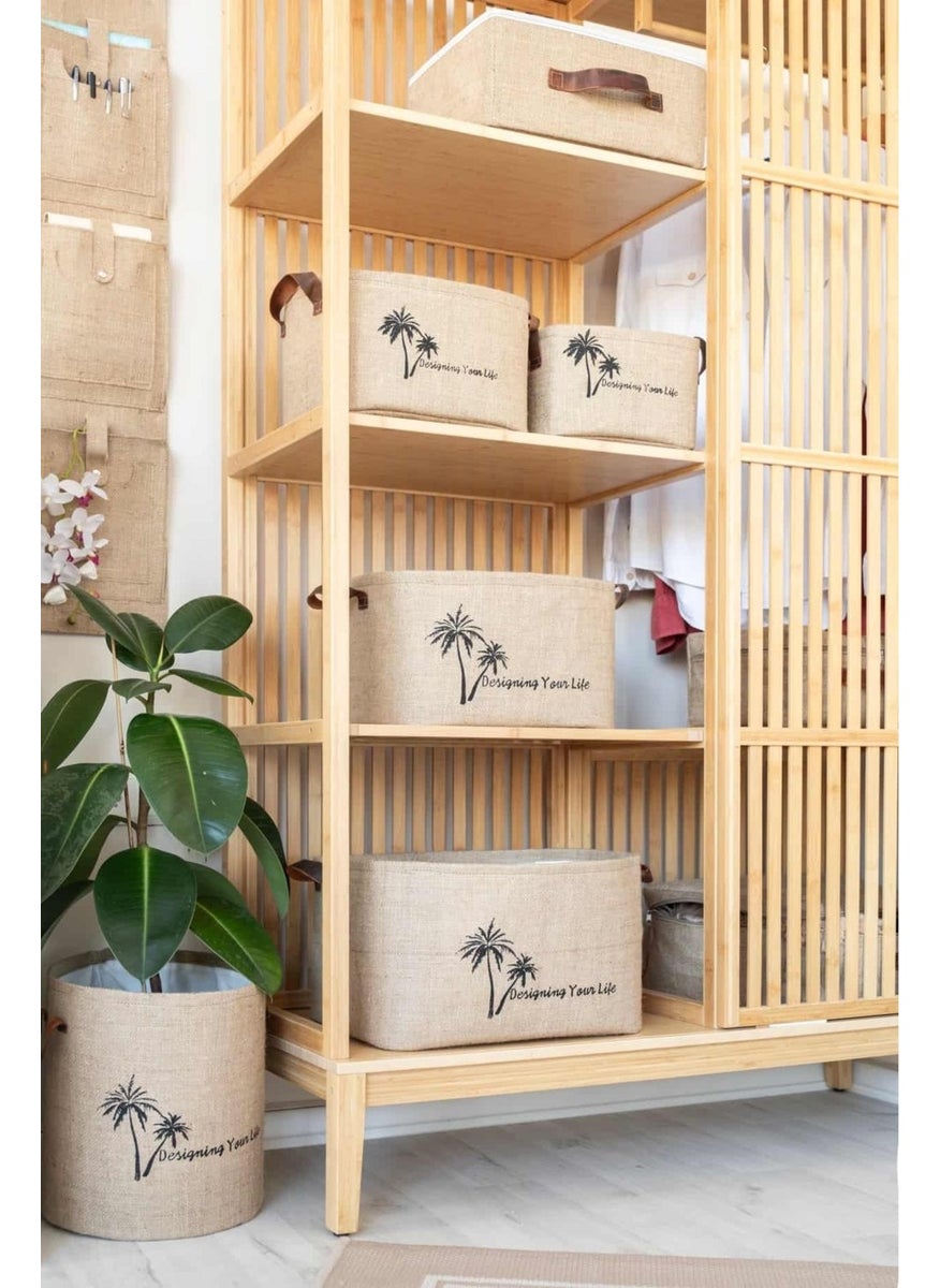 Tekno Trust Brown Jute Cabinet Laundry Children's Room Toy Organizer Folding Storage Basket Organizer  - Image 2