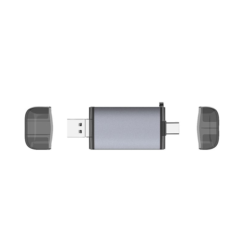 قارئ بطاقات 6 في 1 رمادي من سبائك الألومنيوم بمسنتين مزدوجتين - مدعوم بـ OTG و USB 3.0 و Type C لمنزلك ومكتبك، وأجهزة الكمبيوتر المحمولة، والهواتف الذكية، والأجهزة التخزين الخارجية - Image 2
