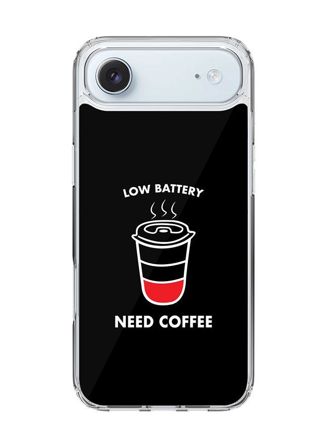 Classic Clear MagSafe Case for iPhone 17 Air , Hybrid Soft Case Flexible Edges Anti Drop TPU PC Gel Thin Transparent Cover [ Designed for iPhone 17 Air ] - Low battery need coffee