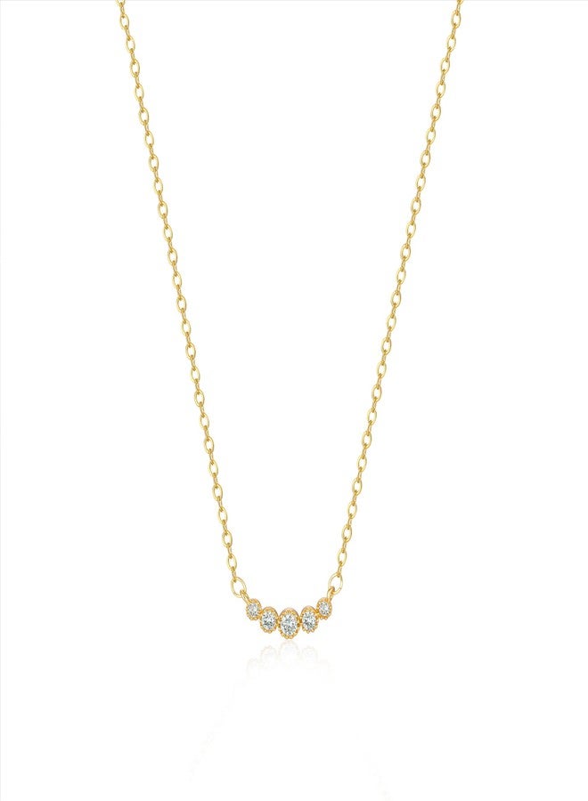 MIDEEO Gold CZ Necklace for Women Dainty Tiny Cubic Zirconia Solitaire Pendant Necklace 14K Gold Plated Simulated Diamond Bridesmaid Jewelry Gifts - Image 1