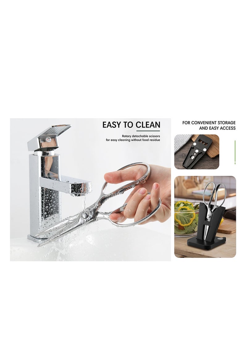 Excefore مقص مطبخ عالي التحمل، مقص مطبخ للحوم والدجاج والأسماك والدواجن والأعشاب والخبز، مقص قابل للفصل من الفولاذ المقاوم للصدأ، مقص مطبخ عالي التحمل متعدد الأغراض، آمن للغسل في غسالة الأطباق  - Image 3