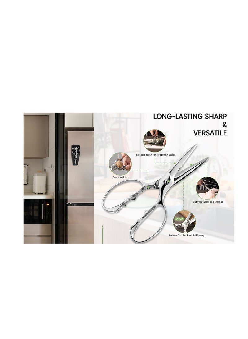 Excefore مقص مطبخ عالي التحمل، مقص مطبخ للحوم والدجاج والأسماك والدواجن والأعشاب والخبز، مقص قابل للفصل من الفولاذ المقاوم للصدأ، مقص مطبخ عالي التحمل متعدد الأغراض، آمن للغسل في غسالة الأطباق  - Image 2