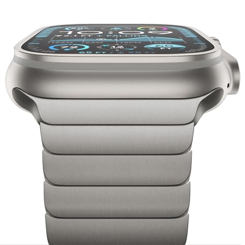 CHANCHY Stainless Steel Band for Apple Watch Ultra 3/2/1 Band 49mm 46mm 45mm 44mm, Metal Strap with Folding Clasp Link Bracelet for Apple Watch Series 11 10 9 8 7 6 5 4 3 2 1 SE3/SE2/SE, Titanium - Image 2